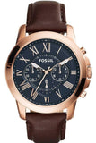 Buy Shop Fossil Grant Chronograph Blue Dial Brown Leather Strap Watch for Men - FS5068 USA Online