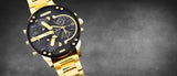 Diesel Mr Daddy 2.0 Black Dial Gold Stainless Steel Watch For Men - DZ7333