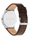 Buy Shop Calvin Klein Minimal Silver Dial Brown Leather Strap Watch for Men - K3M221G6 USA Online