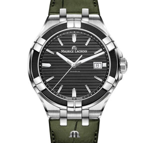 Buy Shop Maurice Lacroix Aikon Quartz Black Dial Green Crocodile Leather Strap Watch for Men - AI1008-PVB21-330-1 USA Online