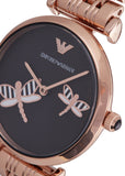 Buy Shop Emporio Armani Gianni T Bar Black Dial Rose Gold Steel Strap Watch For Women - AR11206 USA Online