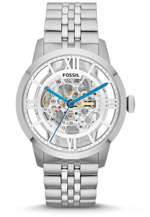 Buy Shop Fossil Townsman Automatic Skeleton Silver Dial Silver Steel Strap Watch for Men - ME3044 USA Online