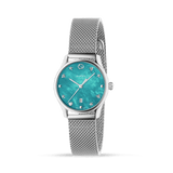 Buy Shop Gucci G-Timeless Turquoise Mother of Pearl Dial Silver Mesh Bracelet Watch For Women - YA126582 USA Online