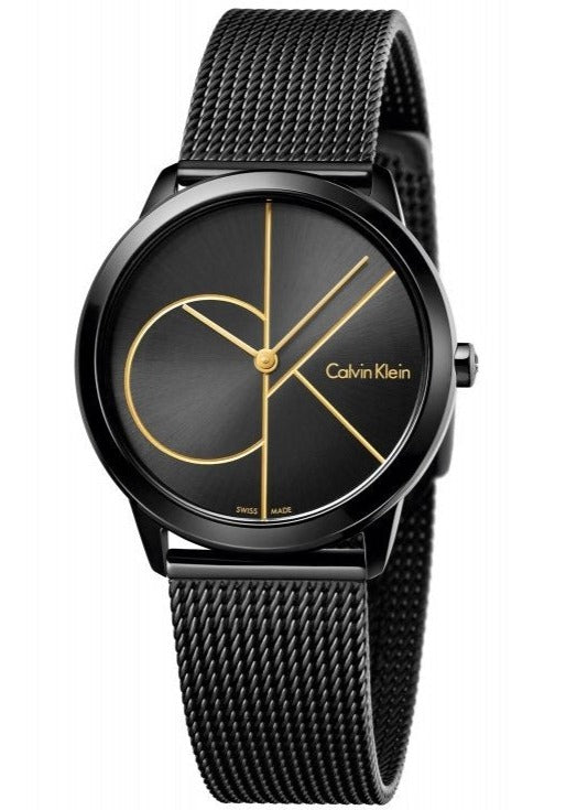 Buy Shop Calvin Klein Minimal Black Dial Black Mesh Bracelet Watch for Men - K3M214X1 USA Online