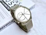 Buy Shop Calvin Klein Minimal White Dial Silver Mesh Bracelet Watch for Men - K3M5115X USA Online