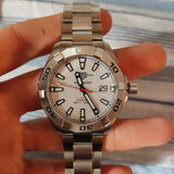 Buy Shop Tag Heuer Aquaracer Calibre 5 Automatic White Dial Silver Steel Strap Watch for Men - WAY2013.BA0927 USA Online