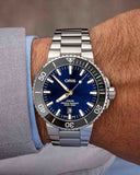 Oris Aquis Date Blue Dial Silver Steel Strap Watch for Men - 0173377304135-0782405PEB