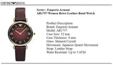 Buy Shop Emporio Armani Gianni T Bar Burgundy Dial Burgundy Leather Strap Watch For Women - AR1757 USA Online