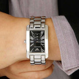 Buy Shop Emporio Armani Classic Black Dial Silver Stainless Steel Watch For Women - AR0157 USA Online