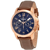Buy Shop Fossil Pilot 54 Chronograph Blue Dial Brown Leather Strap Watch for Men - FS5204 USA Online