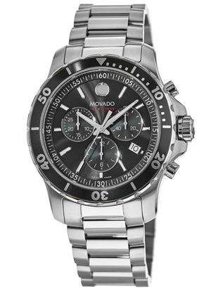 Buy Shop Movado Series 800 Chronograph Black Dial Silver Steel Strap Watch For Men - 2600142 USA Online