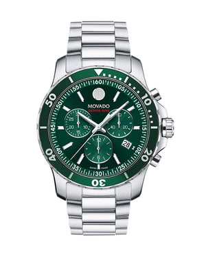 Buy Shop Movado Series 800 Chronograph Green Dial Silver Steel Strap Watch for Men - 2600179 USA Online