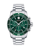 Movado Series 800 Chronograph Green Dial Silver Steel Strap Watch for Men - 2600179