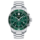 Movado Series 800 Chronograph Green Dial Silver Steel Strap Watch for Men - 2600179