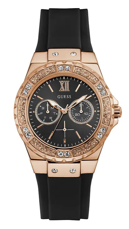 Buy Shop Guess Fusion Multifunction Black Dial Black Rubber Strap Watch For Women - GW0519L4 USA Online