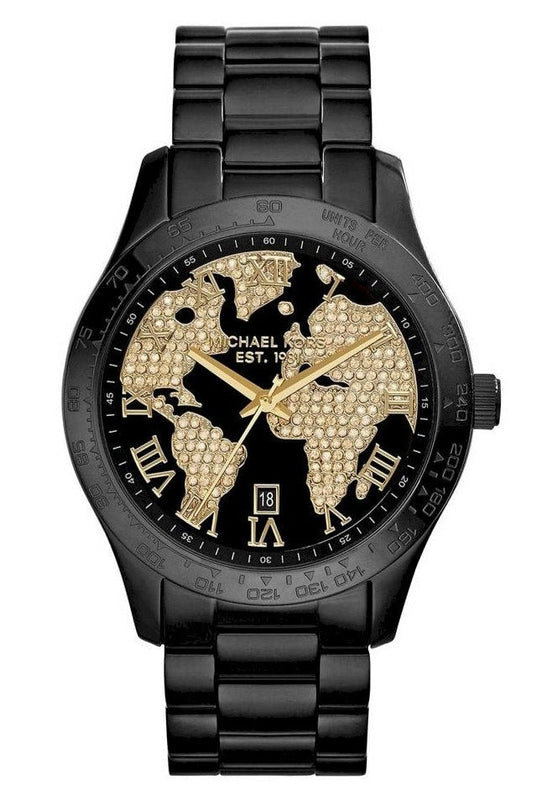 Buy Shop Michael Kors Layton Pave Black Dial Black Steel Strap Watch for Women - MK6091 USA Online