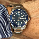 Buy Shop Tag Heuer Aquaracer Blue Dial Quartz Silver Steel Strap Watch for Men - WAY111C.BA0928 USA Online