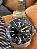 Buy Shop Tag Heuer Aquaracer Blue Dial Quartz Silver Steel Strap Watch for Men - WAY111C.BA0928 USA Online