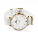 Buy Shop Daniel Wellington Classic Petite Dover White Dial White Nylon Strap Watch For Women - DW00100311 USA Online