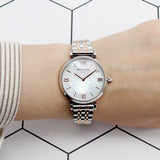 Buy Shop Emporio Armani Gianni T-Bar Mother of Pearl Dial Two Tone Steel Strap Watch For Women - AR1987 USA Online
