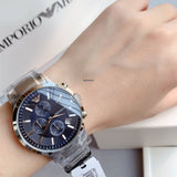 Buy Shop Emporio Armani Renato Chronograph Blue Dial Silver Steel Strap Watch For Men - AR11164 USA Online