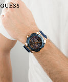 Buy Shop Guess Genesis Quartz Blue Dial Blue Silicone Strap Watch For Men - W1254G3 USA Online