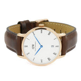 Buy Shop Daniel Wellington Dapper Bristol White Dial Brown Leather Strap Watch For Women - DW00100094 USA Online