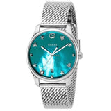 Buy Shop Gucci G-Timeless Turquoise Mother of Pearl Dial Silver Mesh Bracelet Watch For Women - YA126582 USA Online
