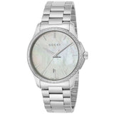 Gucci G Timeless Mother of Pearl White Dial Silver Steel Strap Watch For Women - YA126444