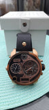 Buy Shop Diesel Big Daddy Gold & Black Dial Black Leather Strap Watch For Men - DZ7261 USA Online