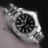 Buy Shop Tag Heuer Aquaracer Quartz Diamonds Black Dial Two Tone Steel Strap Watch for Men - WAY131E.BA0913 USA Online