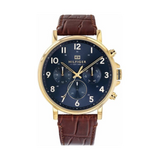 Tommy Hilfiger Daniel Blue Dial Brown Leather Strap Watch for Men - 1710380