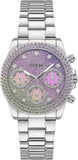 Guess Sol Chronograph Crystals Multicolor Dial Silver Steel Strap Watch For Women - GW0483L1