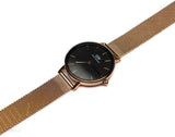 Buy Shop Daniel Wellington Classic Petite Melrose Black Dial Rose Gold Mesh Bracelet Watch For Women - DW00100217 USA Online