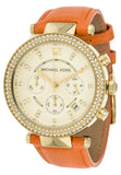 Buy Shop Michael Kors Parker Champagne Dial Orange Leather Strap Watch for Women - MK2279 USA Online