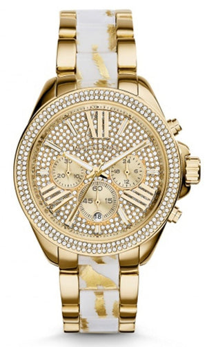 Michael Kors Wren Diamonds Gold  Dial Two Tone Steel Strap Watch for Women - MK6157