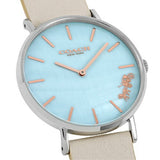 Buy Shop Coach Perry Blue Mother of Pearl Dial White Leather Strap Watch for Women - 14503270 USA Online