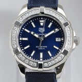 Buy Shop Tag Heuer Aquaracer Quartz Diamonds Blue Dial Blue Nylon Strap Watch for Women - WAY131N.FT6091 USA Online
