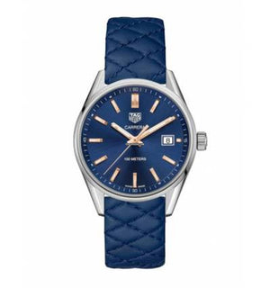 Buy Shop Tag Heuer Carrera Quartz Blue Dial Blue Calfskin Leather Strap Watch for Women - WAR1112.FC6391 USA Online