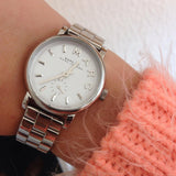 Marc Jacobs Baker White Dial Silver Stainless Steel Strap Watch for Women - MBM3246