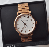 Marc Jacobs Baker White Dial Rose Gold Steel Strap Watch for Women - MBM3244