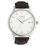 Buy Shop Tissot T Classic Tradition White Dial Brown Leather Strap Watch For Men - T063.610.16.037.00 USA Online