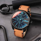 Buy Shop Diesel Mega Chief Chronograph Black Dial Brown Leather Strap Watch For Men - DZ4476 USA Online