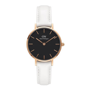 Buy Shop Daniel Wellington Classic Petite Bondi Black Dial White Leather Strap Watch For Women - DW00100285 USA Online