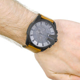 Buy Shop Diesel Mega Chief Chronograph Grey Dial Brown Leather Strap Watch For Men - DZ4463 USA Online