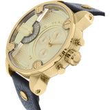Buy Shop Diesel Mr Daddy Gold Dial Black Leather Strap Watch For Men - DZ7363 USA Online