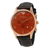 Buy Shop Emporio Armani Classic Chronograph Burgundy Dial Brown Leather Strap Watch For Men - AR1890 USA Online