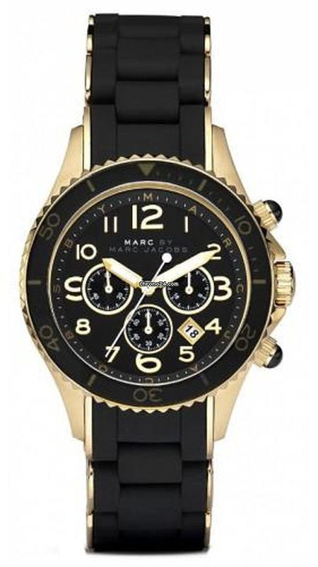 Buy Shop Marc Jacobs Rock Chronograph Black Dial Black Silicone Strap Watch for Women - MBM2552 USA Online