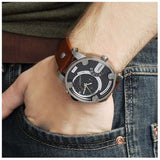 Buy Shop Diesel SBA Dual Time Black Dial Brown Leather Strap Watch For Men - DZ7264 USA Online