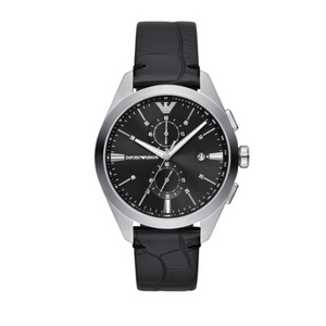 Buy Shop Emporio Armani Claudio Chronograph Black Dial Black Leather Strap Watch For Men - AR11542 USA Online
